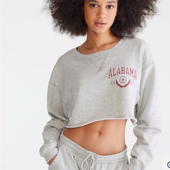 Aeropostale Gray Alabama Women's Cropped Crew Neck Sweater - Picture 2 of 4